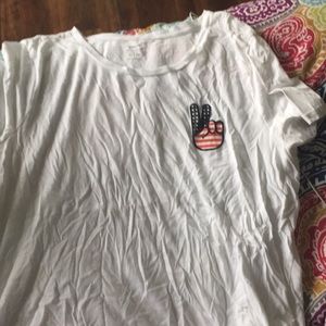 american flag peace sign white shirt | women’s XL